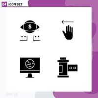 4 iconos creativos signos y símbolos modernos de los gestos digitales de la computadora del ojo elementos de diseño vectorial editables de Internet vector