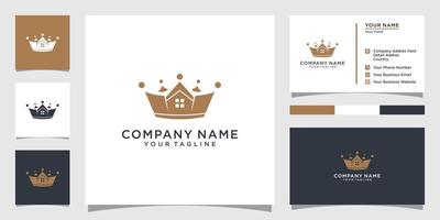 Crown vector logo design with home