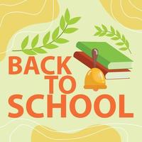 Vector back to school theme with books and school bells