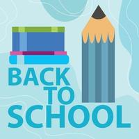 Back to school on blue theme with pencils and school tools vector