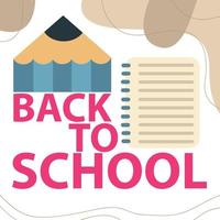 Vector illustration with back to school theme with notebook and pencil