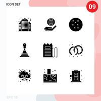 Mobile Interface Solid Glyph Set of 9 Pictograms of hoops price car payment commerce Editable Vector Design Elements