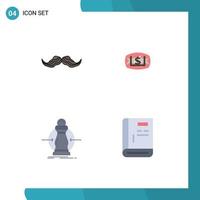 User Interface Pack of 4 Basic Flat Icons of moustache consumption male dollar expense Editable Vector Design Elements