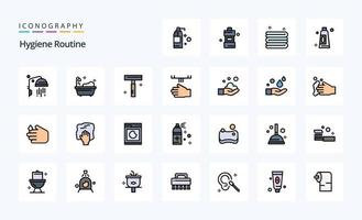 25 Hygiene Routine Line Filled Style icon pack vector