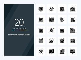 20 Web Design And Development Solid Glyph icon for presentation vector