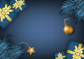 Christmas and New Year holiday with blue background vector