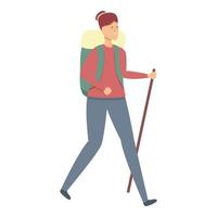 Mountain walking icon cartoon vector. Extreme activity vector