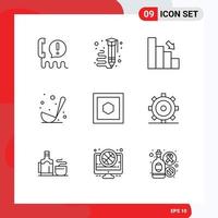 9 Outline concept for Websites Mobile and Apps kitchen cooking pencil finance chart Editable Vector Design Elements