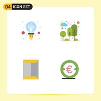 4 Flat Icon concept for Websites Mobile and Apps bulb window light nature open Editable Vector Design Elements