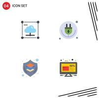 paquete de iconos de vector de stock de 4 signos y símbolos de línea para elementos de diseño de vector editables de diseño de internet seguro wifi en la nube