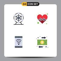 4 Universal Flat Icons Set for Web and Mobile Applications ferris wifi beat health care business Editable Vector Design Elements
