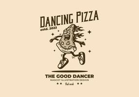 diseño de ilustración de mascota de pizza bailando vector