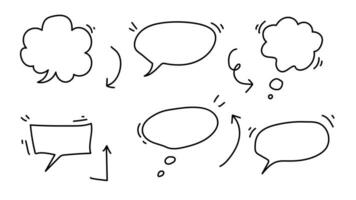 hand drawn speech bubble set with black on white background vector