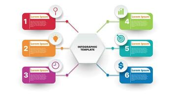 visualización de datos comerciales de diseño infográfico colorido con seis elementos para presentación vector