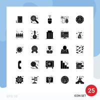 25 Universal Solid Glyphs Set for Web and Mobile Applications efficiency chart hardware cash pay Editable Vector Design Elements