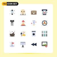 Mobile Interface Flat Color Set of 16 Pictograms of support calls skull best hiking Editable Pack of Creative Vector Design Elements