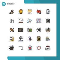 Set of 25 Modern UI Icons Symbols Signs for switch off backup love network Editable Vector Design Elements