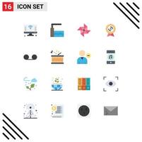 Universal Icon Symbols Group of 16 Modern Flat Colors of voice mail spring medal award badge Editable Pack of Creative Vector Design Elements