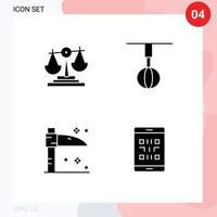 Modern Set of 4 Solid Glyphs Pictograph of balance halloween investment home ware scythe Editable Vector Design Elements
