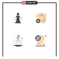4 Universal Flat Icon Signs Symbols of chess heart game gear user Editable Vector Design Elements