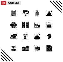 paquete de iconos de vector de stock de 16 signos y símbolos de línea para elementos de diseño de vector editables de peligro de cono de tráfico antibacteriano