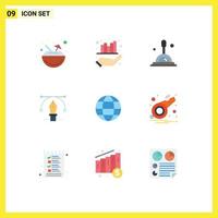 Modern Set of 9 Flat Colors and symbols such as web globe search education pencil Editable Vector Design Elements