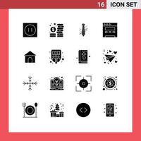 Mobile Interface Solid Glyph Set of 16 Pictograms of house building tie website interview Editable Vector Design Elements