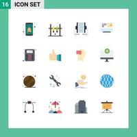 Group of 16 Flat Colors Signs and Symbols for scale room connection ac air Editable Pack of Creative Vector Design Elements