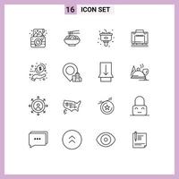 Stock Vector Icon Pack of 16 Line Signs and Symbols for coin suitcase chinese bag sink Editable Vector Design Elements