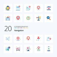 20 Navigation Flat Color icon Pack like location file favorite document map vector