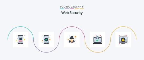 Web Security Flat 5 Icon Pack Including computer. user. ok. screen. computer vector