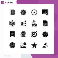 Solid Glyph Pack of 16 Universal Symbols of home real interface computer image Editable Vector Design Elements