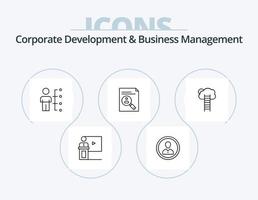 desarrollo corporativo y línea de gestión empresarial icon pack 5 diseño de iconos. página. expediente. carrera. controlar. maneras vector