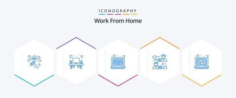 Work From Home 25 Blue icon pack including online. file sharing. communication. online. communication vector