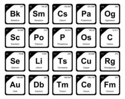 diseño de paquete de iconos de 20 tablas preiodicas de los elementos vector