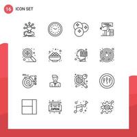 16 Creative Icons Modern Signs and Symbols of like finger time line fruit Editable Vector Design Elements