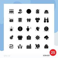 Pictogram Set of 25 Simple Solid Glyphs of food task hand notepad list Editable Vector Design Elements