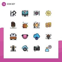 Set of 16 Modern UI Icons Symbols Signs for drink cold energy badge product Editable Creative Vector Design Elements