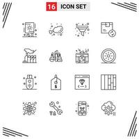 16 Universal Outlines Set for Web and Mobile Applications autocracy service filter product box Editable Vector Design Elements