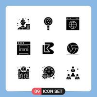 Modern Set of 9 Solid Glyphs Pictograph of coin website dna browser url Editable Vector Design Elements