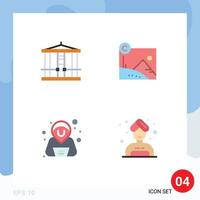 Mobile Interface Flat Icon Set of 4 Pictograms of decapitate hacker murder copyright woman Editable Vector Design Elements