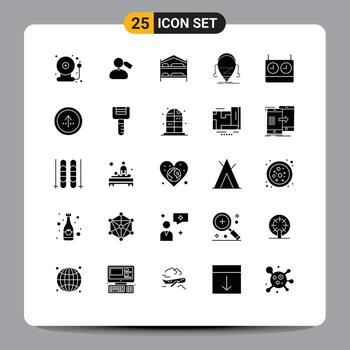 conjunto moderno de 25 glifos y símbolos sólidos, como elementos de diseño de vectores editables android android de cama de robot de ajedrez