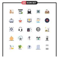 Pack of 25 creative Flat Colors of typewriter food baggage tart socket Editable Vector Design Elements