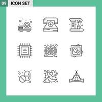 Set of 9 Modern UI Icons Symbols Signs for scrum agile appliances cpu chip Editable Vector Design Elements