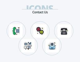 Contact Us Line Filled Icon Pack 5 Icon Design. web. store. webpage. shop. envelop vector