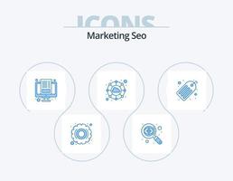 Marketing Seo Blue Icon Pack 5 Icon Design. tags. keywords. article. network. cloud vector