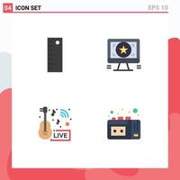 Pictogram Set of 4 Simple Flat Icons of design broadcasting application monitor news Editable Vector Design Elements