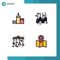 4 Creative Icons Modern Signs and Symbols of position mobile open tag location Editable Vector Design Elements