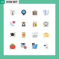 16 User Interface Flat Color Pack of modern Signs and Symbols of heart telephone handbag heater electric Editable Pack of Creative Vector Design Elements