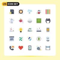 25 Thematic Vector Flat Colors and Editable Symbols of web design column digital storage power battery Editable Vector Design Elements